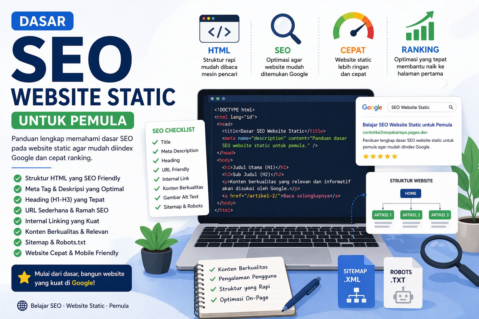 dasar seo website static untuk pemula